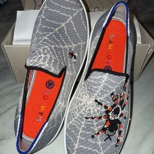 Rothy's Gray Slip-On Shoes with Spider Design - Creepy Crawly Size 4